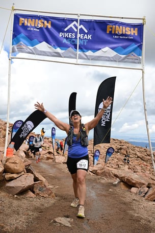 Elisabeth Archibald finishing pikes peak ascent - use this one